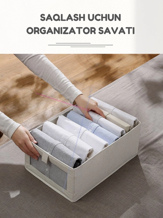 Buyumlani saqlash uchun organayzer, savat, oynali 40x27x17 sm, 1 dona - 