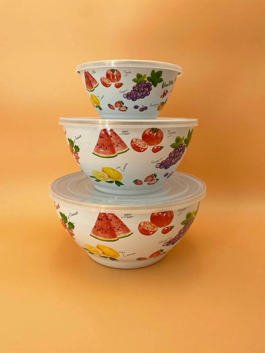 Набор эмалированных салатников, мисок с крышками, 1, 2.5, 4 литра