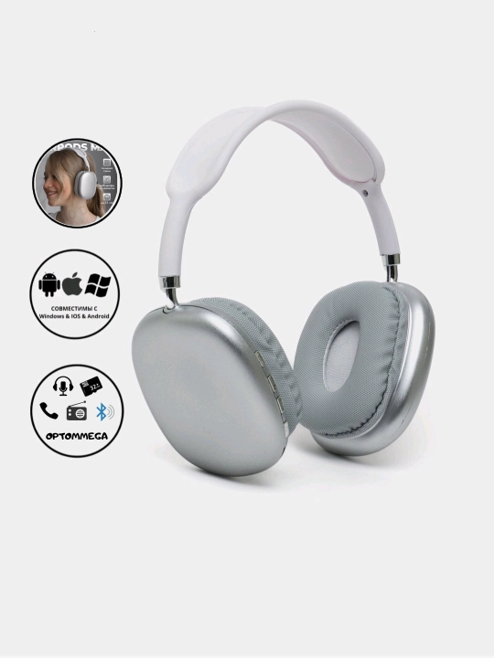 P9 simsiz Bluetooth naushniklari, mikrofon, bass, SD karta, AUX, telefon kompyuteri