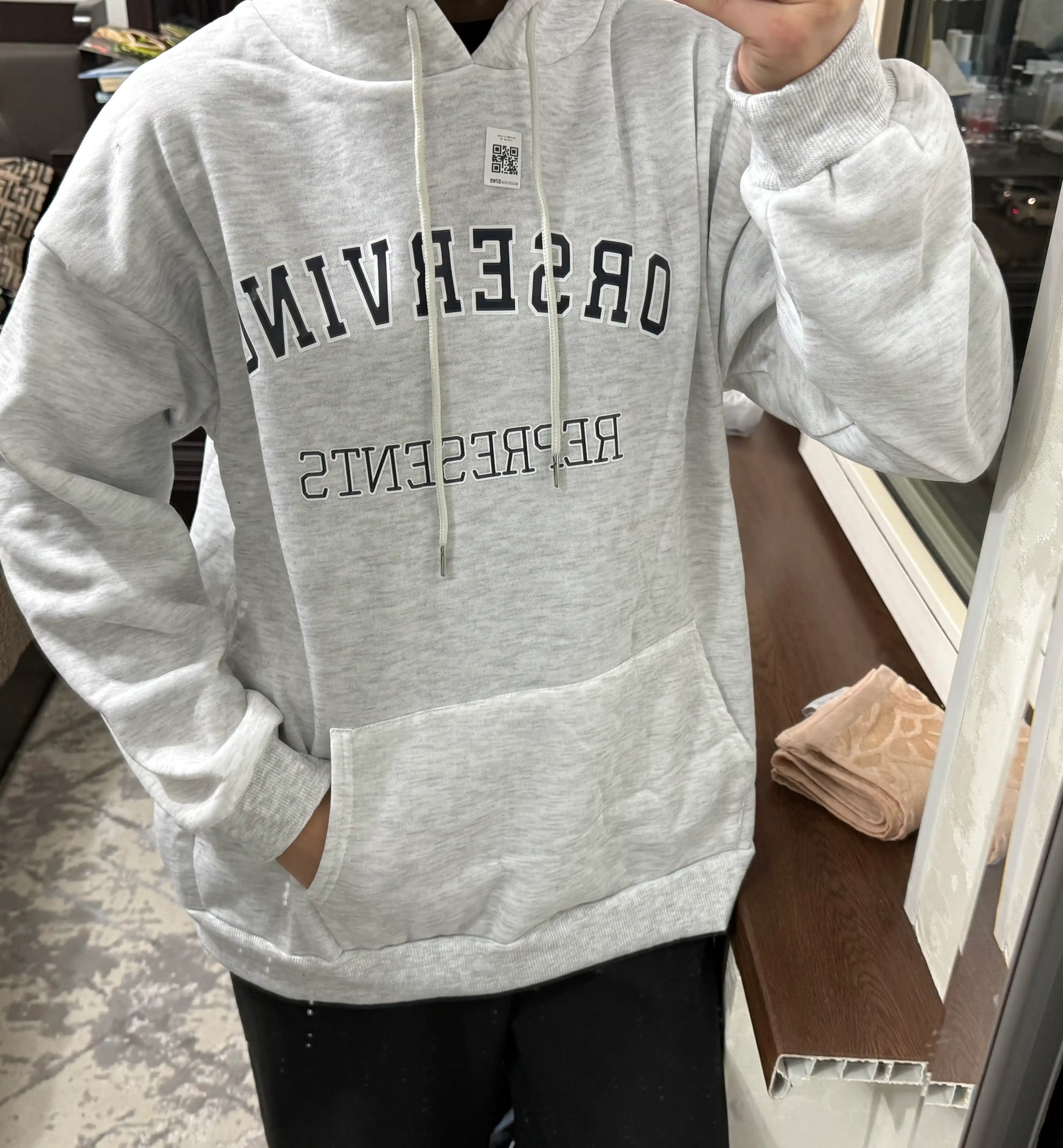 Uniseks qalin flisli xudi, oversize, kapyushonli, M–XXL