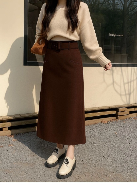 Yubka+rement, Ayollar uchun qishki yubkalar, qalin yubka, standart 46-52,uzunligi 1m,Xitoy - 