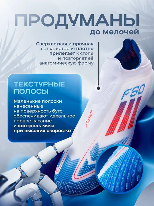 Профессиональные бутсы и сороконожки F50, без шнурков