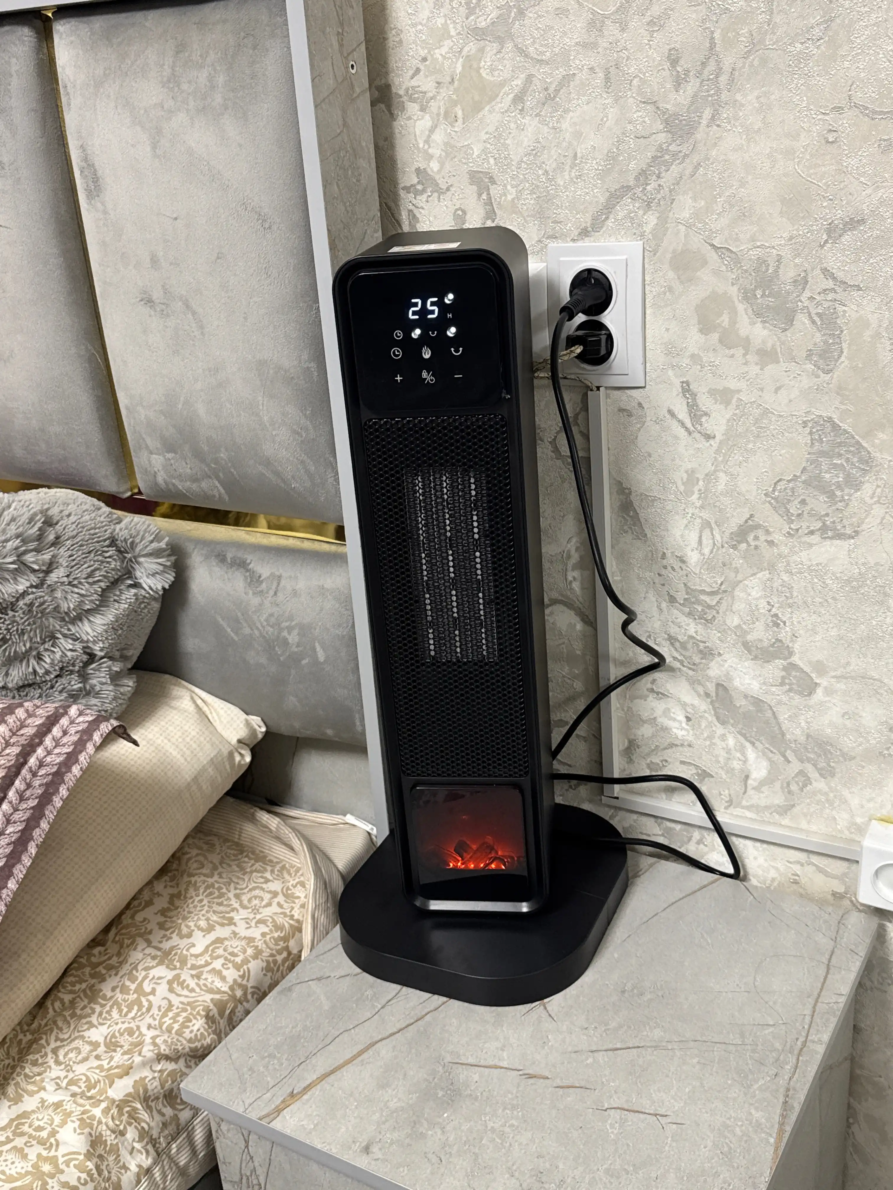 Обогреватель, тепловентилятор с камином Warm AIR , 15-45°C , таймер, автоповорот, 2200 Вт