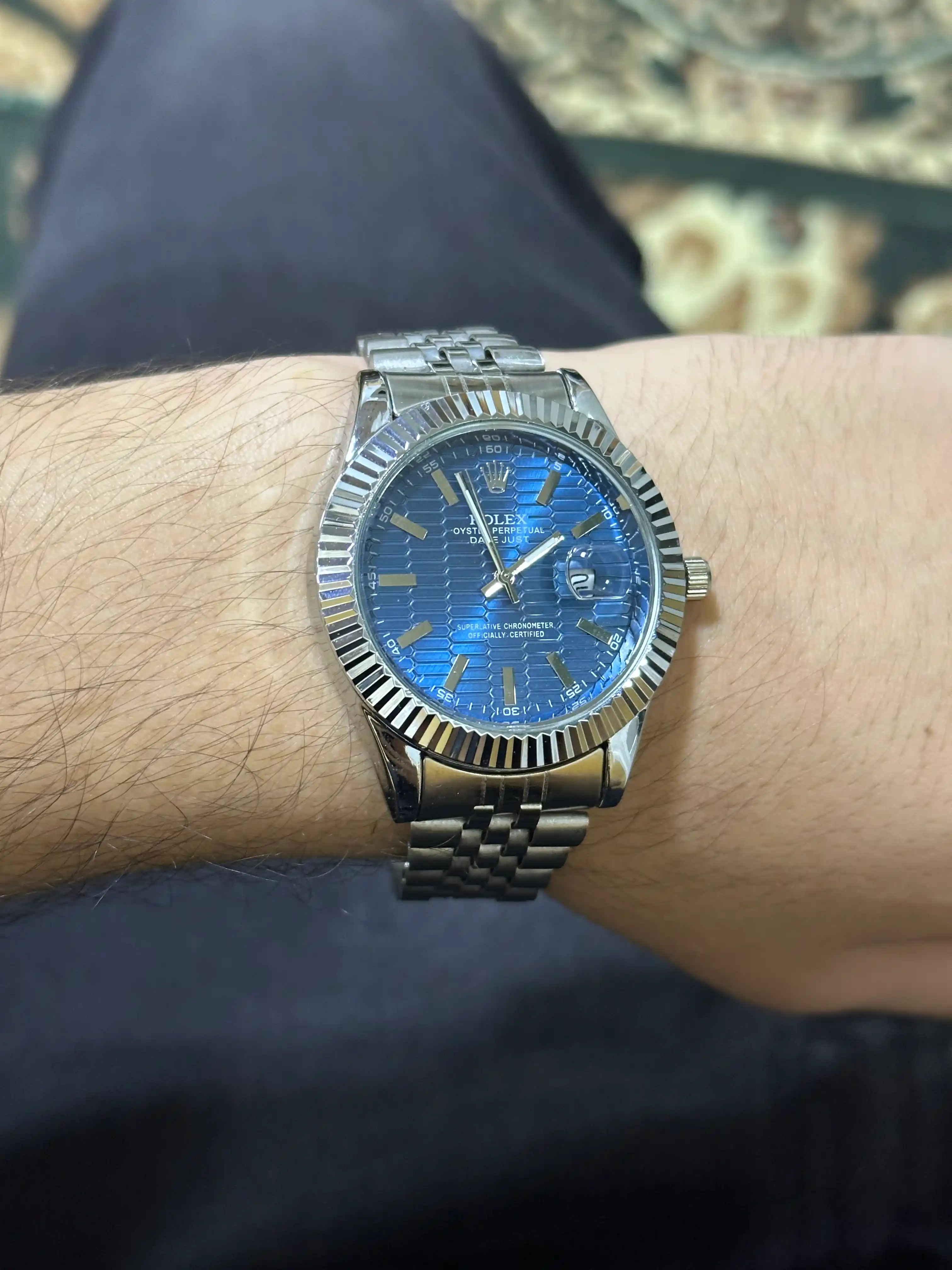 Erkaklar qo‘l soati, metall braslet, arab raqamli siferblat, datejust, sovg‘a qutisida