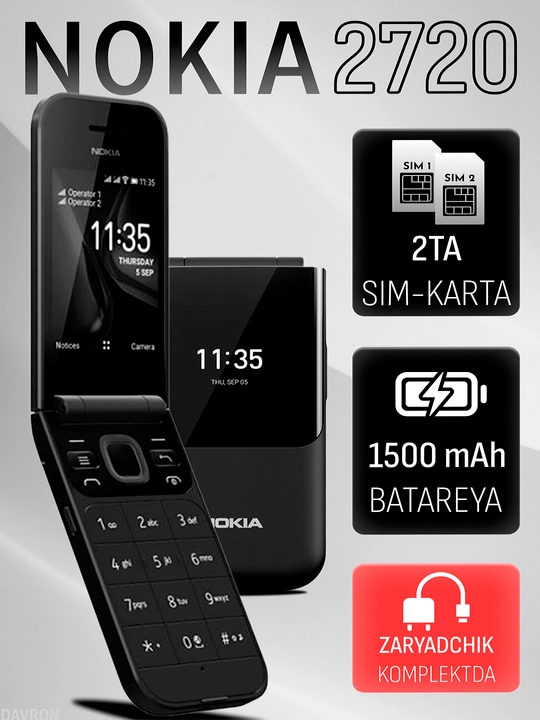 Nokia 2720 Afsonaviy sinalgan legendarniy Brend  endi yana Sotuvda ulgurib qoling 2 ta sim