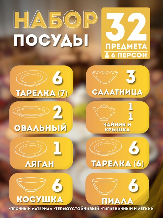 Набор посуды Torix, 32 предмета, для 6 персон