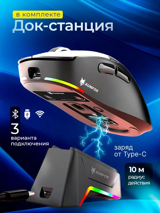 Kompyuter va noutbuk uchun XunFox H9PRO simsiz oʻyin sichqonchasi