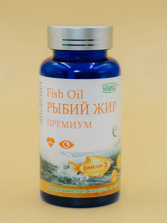 Baliq yog‘i, 500 mg, 100 kapsula, Omega-3 manbai