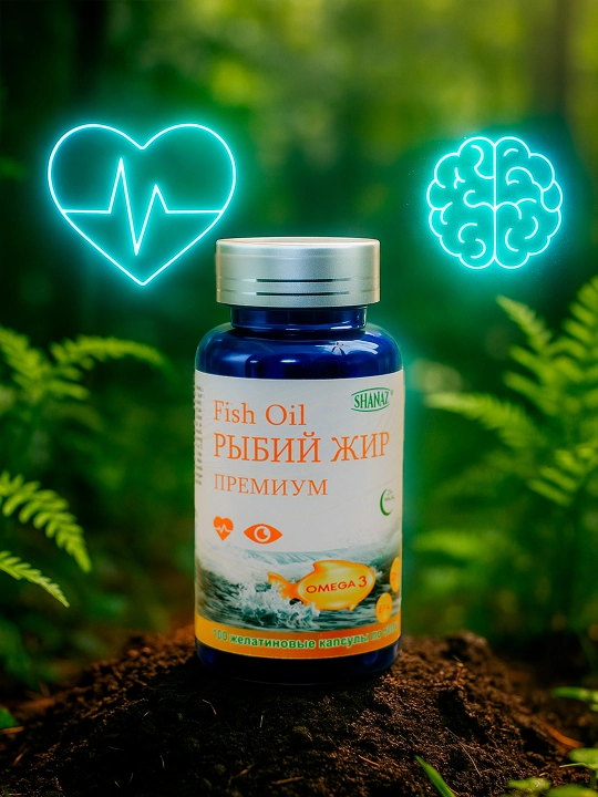 Baliq yog‘i, 500 mg, 100 kapsula, Omega-3 manbai - 