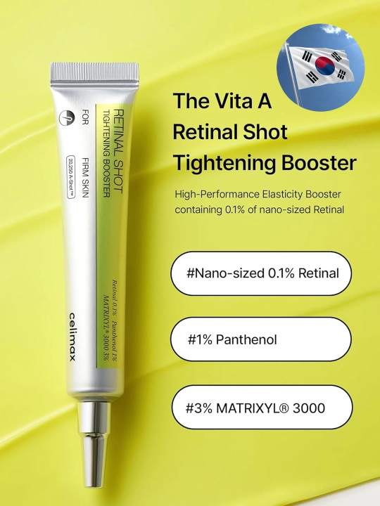 Celimax Retinol Shot: retinol va mikroignalar bilan-krem va zardob, teri tarangligi uchun - 