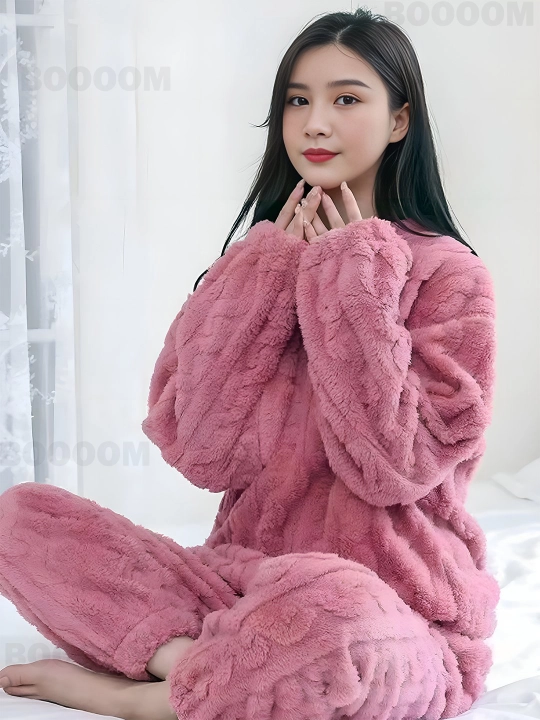 Пижама со штанами, мягкая, плюшевая, oversize, 6 цветов