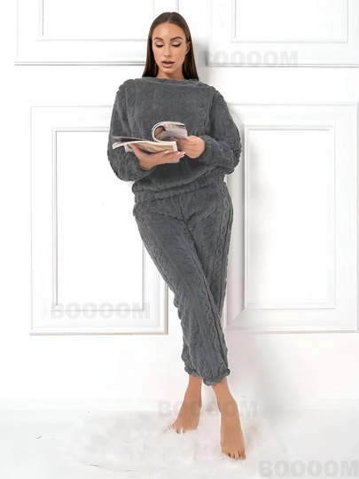 Пижама со штанами, мягкая, плюшевая, oversize, 6 цветов