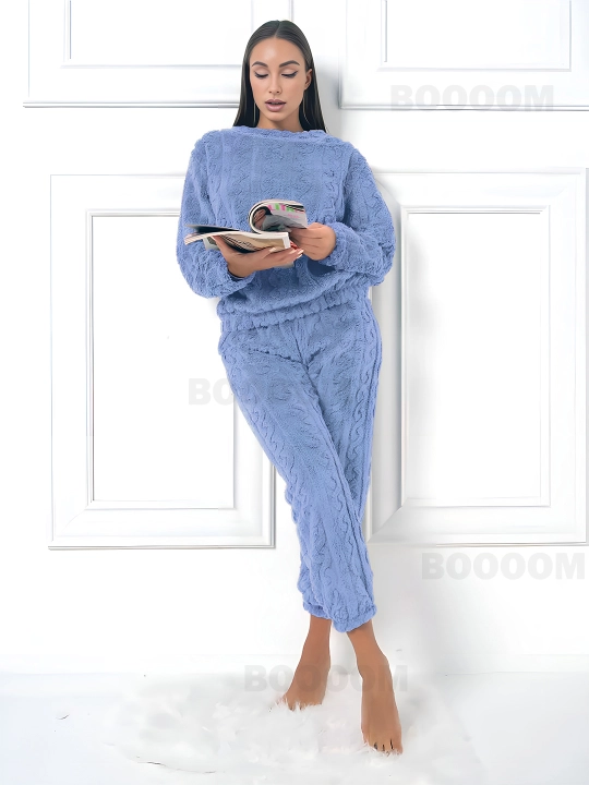 Пижама со штанами, мягкая, плюшевая, oversize, 6 цветов