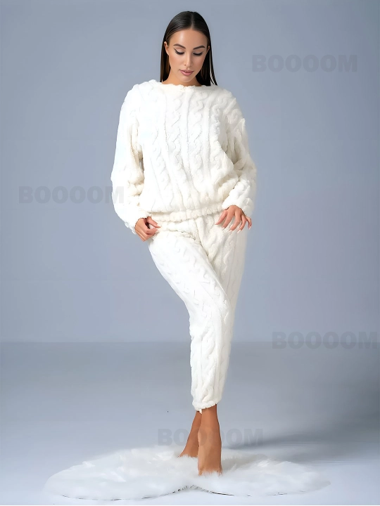 Пижама со штанами, мягкая, плюшевая, oversize, 6 цветов
