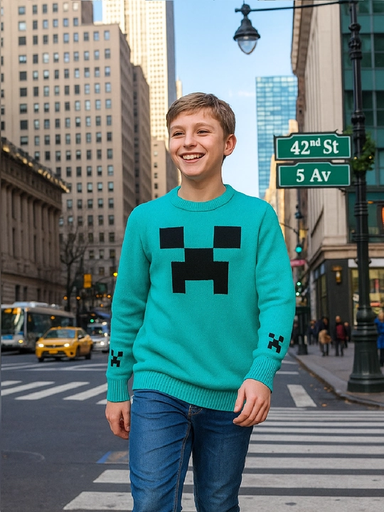 Детский джемпер с рисунком Minecraft тёплый для мальчиков и девочек для 6-10 лет NUSMAN