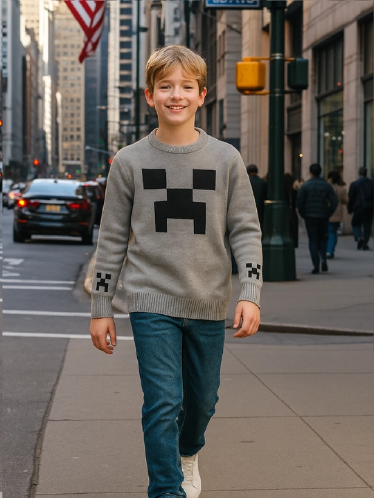 Детский джемпер с рисунком Minecraft тёплый для мальчиков и девочек для 6-10 лет NUSMAN