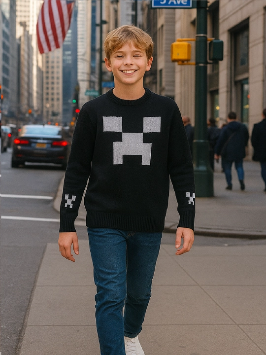 Детский джемпер с рисунком Minecraft тёплый для мальчиков и девочек для 6-10 лет NUSMAN