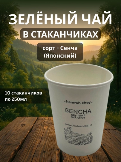 Зеленый чай в стаканчиках, 10 стаканчиков, разные вкусы — 9898-ZELECHAYSTN-СЛНКОСТ