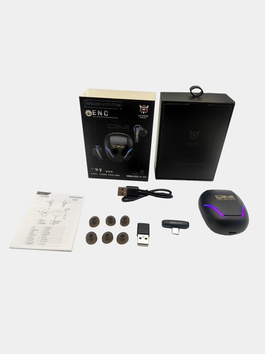 ENC mikrofonli simsiz o‘yin quloqchinlari ONIKUMA T27, 2.4G