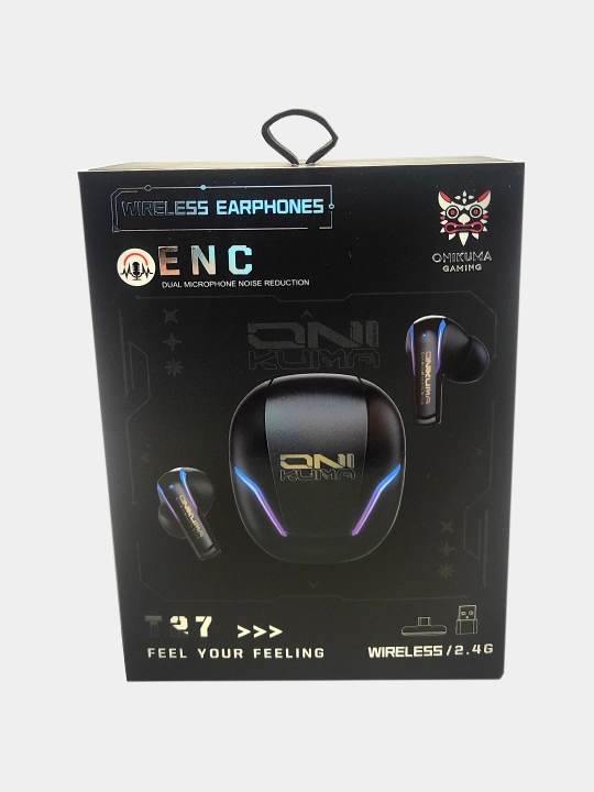 ENC mikrofonli simsiz o‘yin quloqchinlari ONIKUMA T27, 2.4G