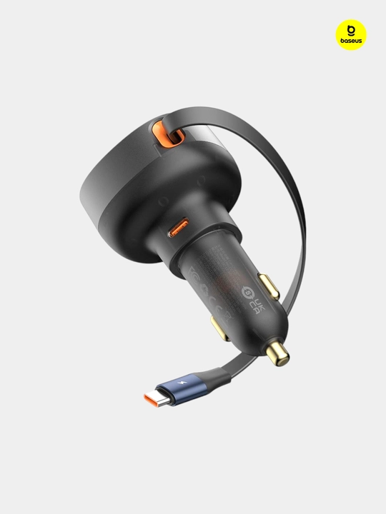 Автомобильная зарядка Baseus выдвижная Enjoyment Pro Retractable USB-C мощность 60W чёрный - 