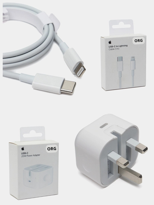 Zaryadka iPhone, ORG , blok + kabel + merkan komplekt Type C/Lightning, tez quvvatlash
