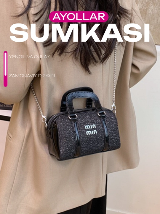 Ayollar mini sumkasi, yelka orqali, zanjirli, Min Min - 