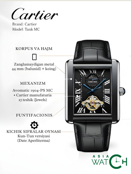 Cartier Tank MS mexanik soati, eko-charm kamar, kun va tun funksiyasi