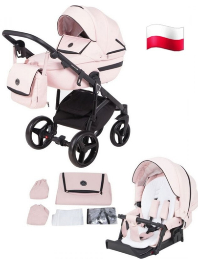 Adamex Cortina CT-201 2 in 1 bolalar aravachasi ( pushti rang perforatsiyali eko-teridan) - 