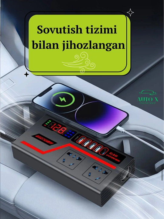 Avtomobil invertori 12V/24V → 220V — tez quvvatlovchi (yuk va yengil avtomobillar uchun)