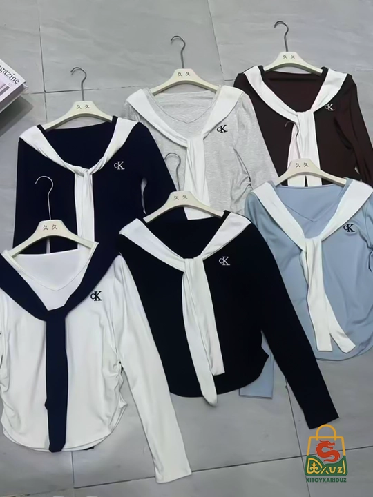 Ayollar uchun Sailor Style V-yengli bluzka, Pekin fabrikasidan, yuqori sifatl!