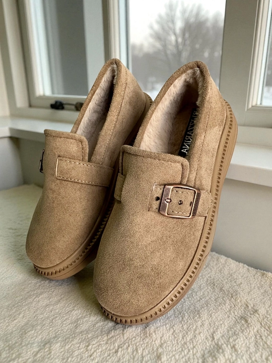 Зимние женские мокасины, теплые, из замши и меха, 36-41 - 