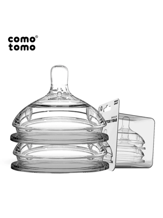 Comotomo — силиконовые соски для бутылочек, 0–3 / 3–6 / 6+ мес., 2 шт