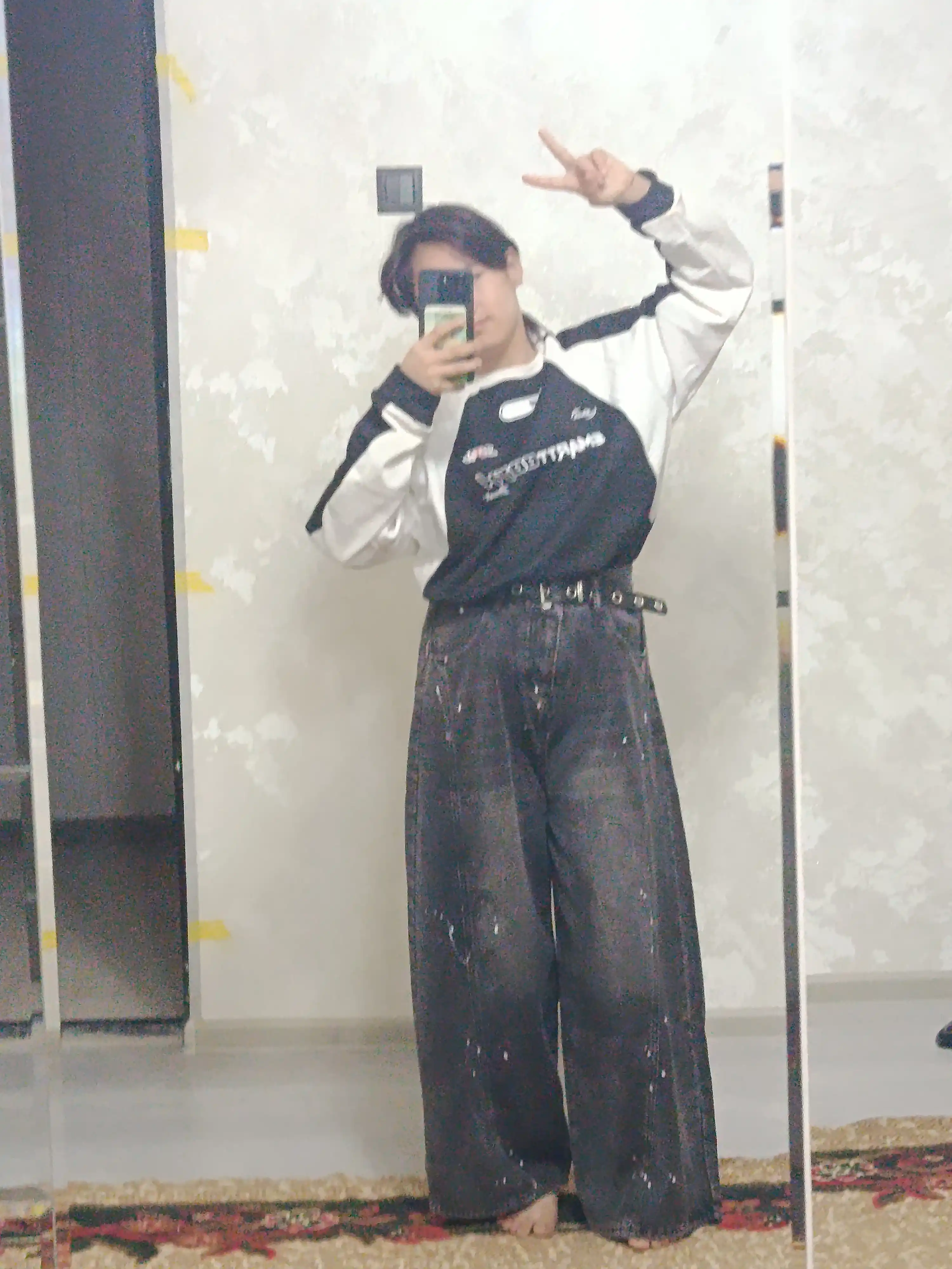 Ayollar uchun keng jinsilar Y2K koreys uslubi — oversize, baggi, baliqcha, baland bel
