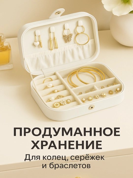 Шкатулка для украшений, из PU-кожи, отделения для колец, серег, браслетов, цепочек
