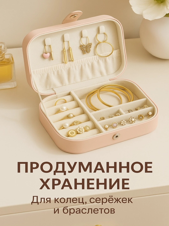 Шкатулка для украшений, из PU-кожи, отделения для колец, серег, браслетов, цепочек