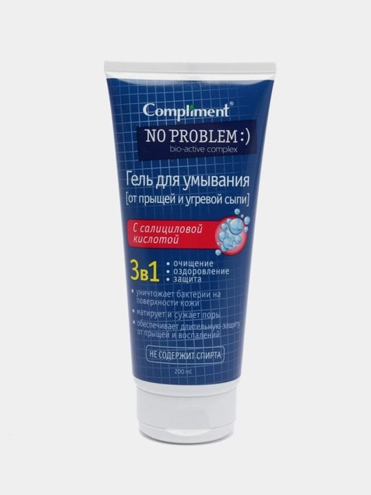 Compliment No Problem yuzni tozalovchi gel, salitsil kislotasi va sink bilan, akne qarshi