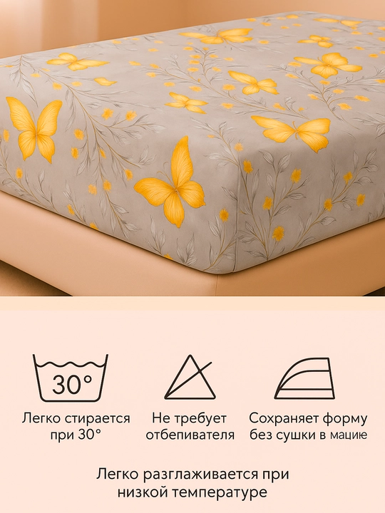 Простыня на резинке, эко бамбук, Rania
