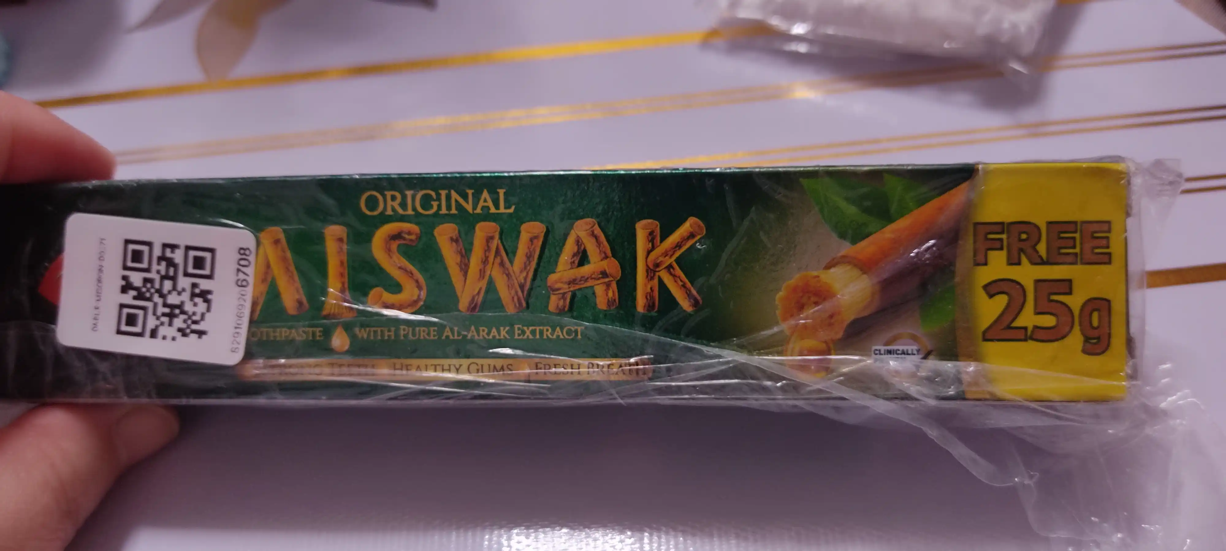 "Dabur Misvak" tish pastasi, misvokli, oqartiruvchi, ftorsiz, halol, 75 - 190 gr