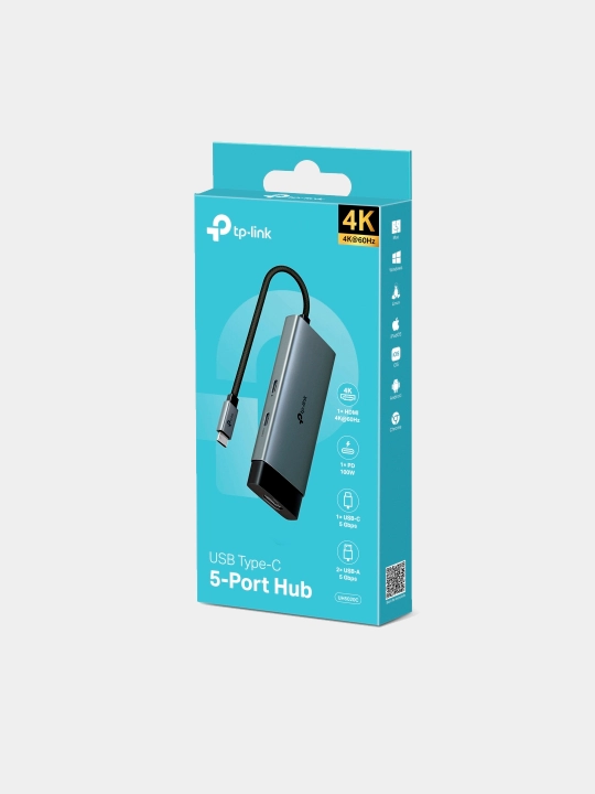 Док станция TP‑Link UH5020C — USB Type‑C 5в1 Хаб (HDMI 4K@60Hz, PD 100W, USB‑C & 2× USB‑A)