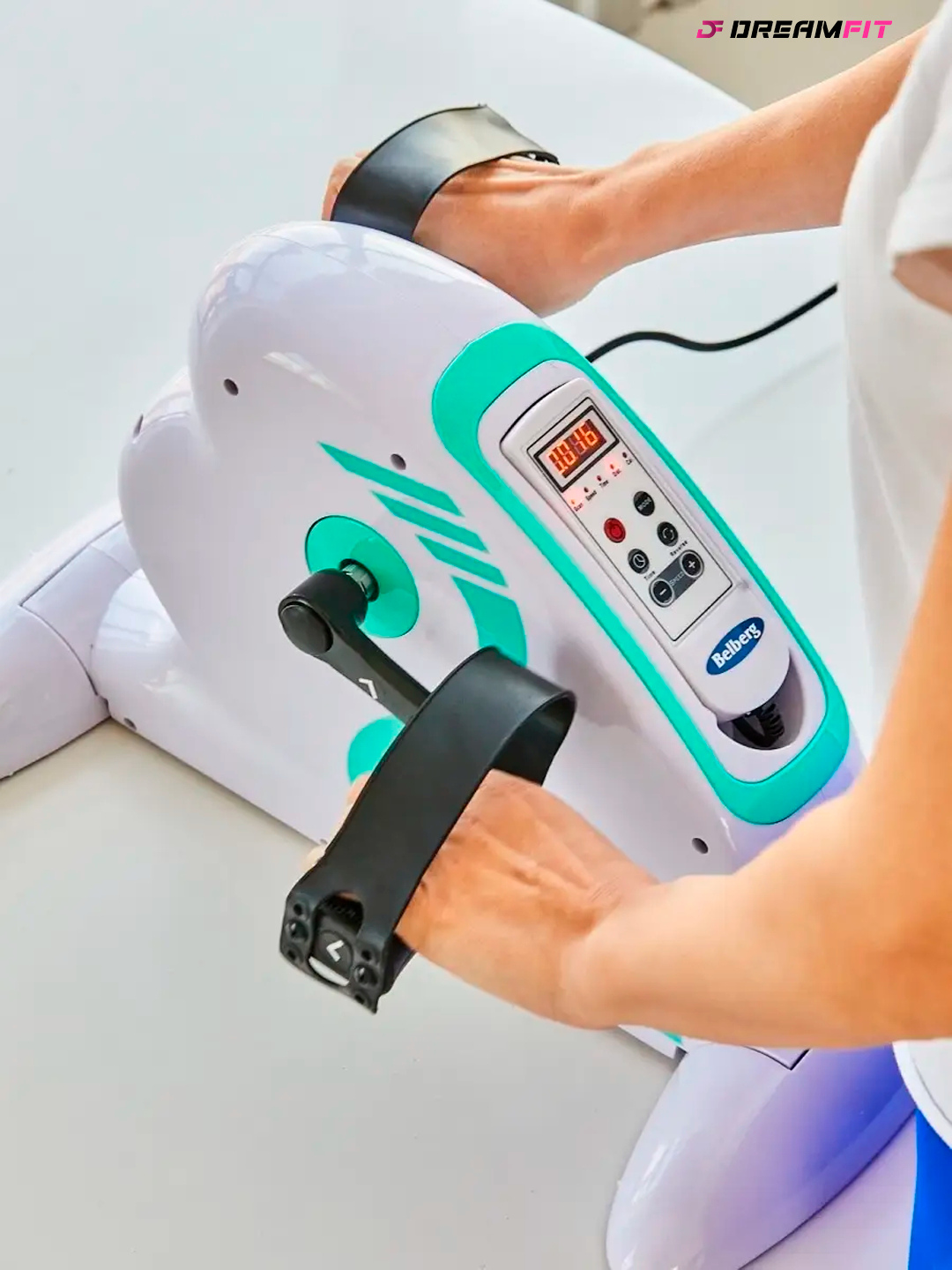Qo‘l va oyoqlarni mashq qildirish uchun elektron displeyli mini velotrenajyor