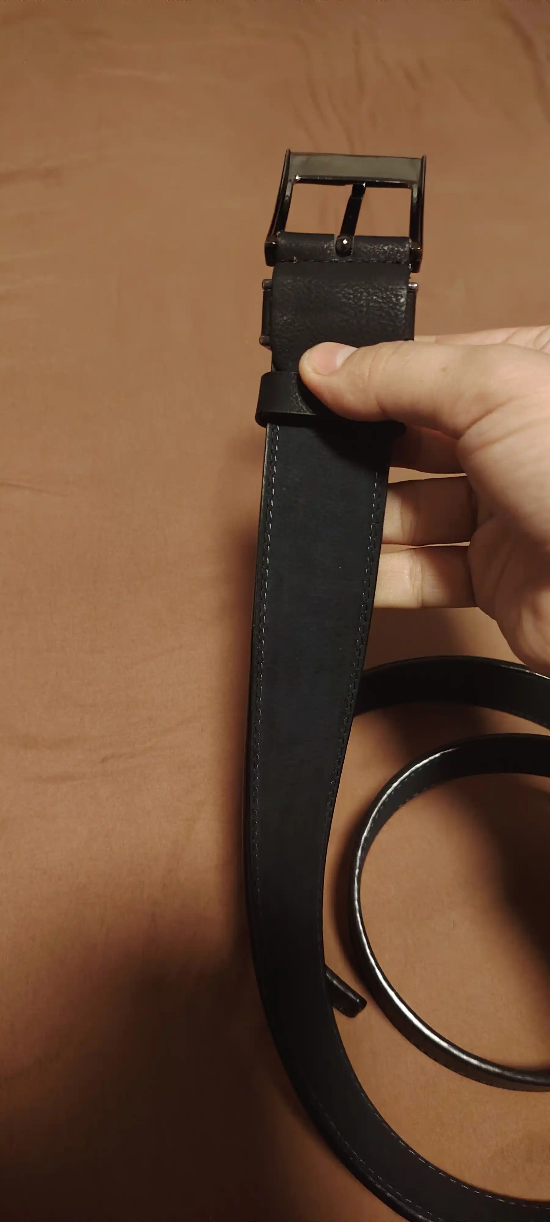 Eurobelt leather erkaklar klassik kamari, metall qisqich, eko-charm