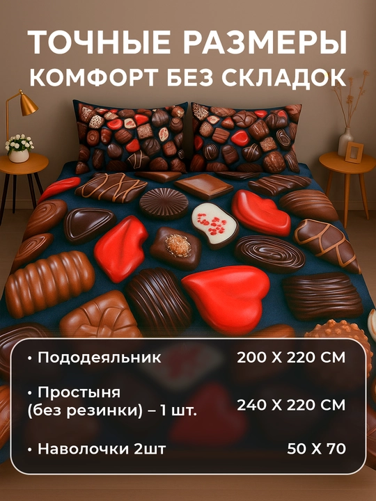 Комплект постельного белья из сатина Rania, двуспальный, 100% хлопок 