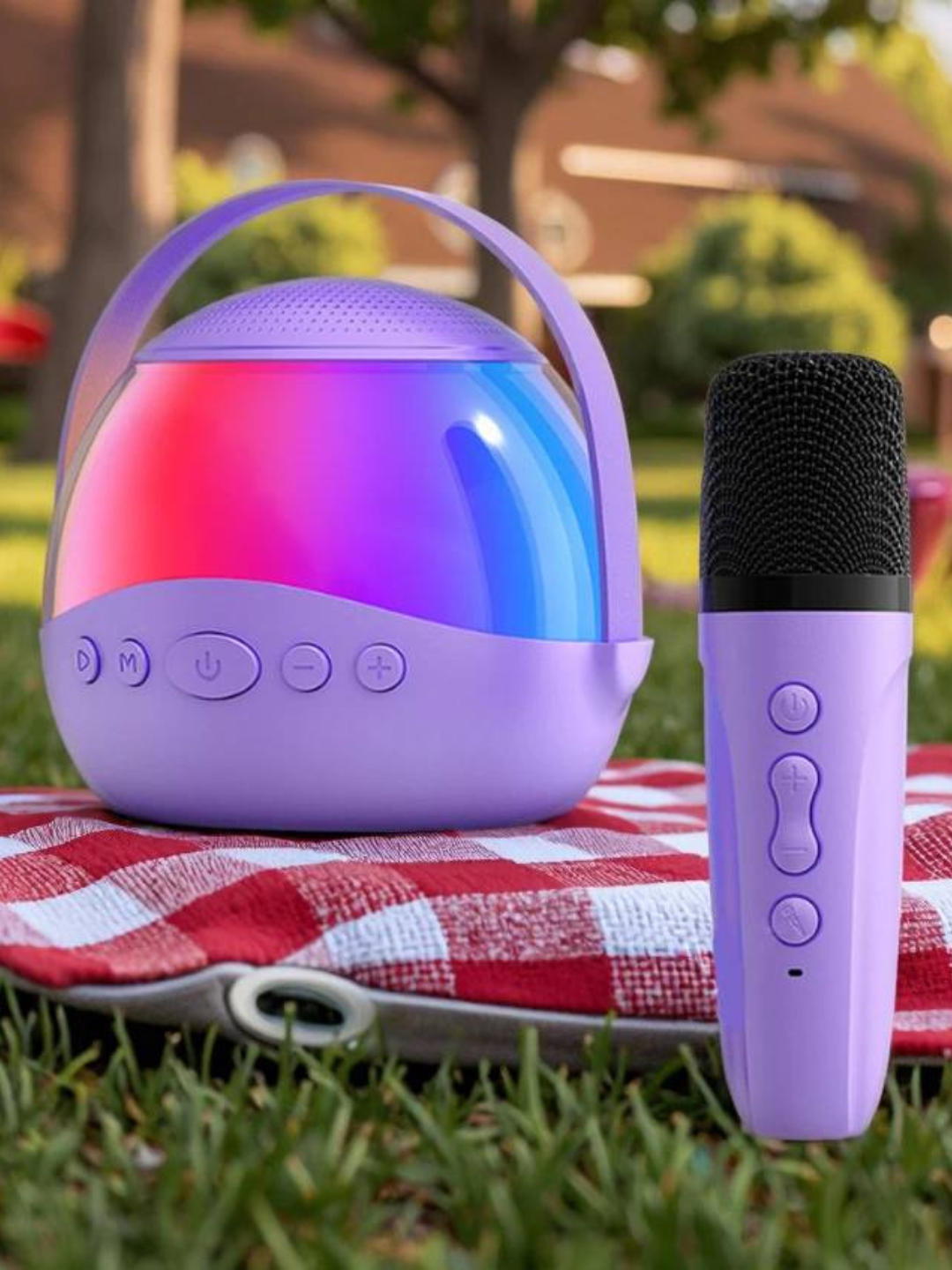 2 mikrofonli karaoke karnay | RGB yorug‘lik - 