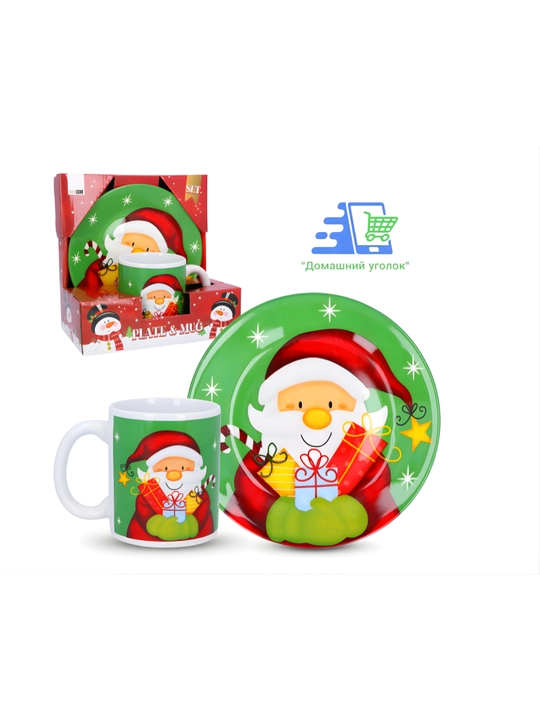 Рождественский набор Snowy Mug — кружка 325 мл и блюдце 20 см, керамика