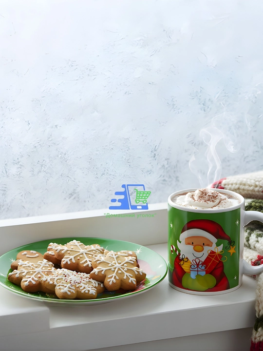 Рождественский набор Snowy Mug — кружка 325 мл и блюдце 20 см, керамика