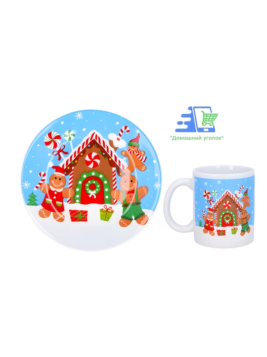 Рождественский набор Snowy Mug — кружка 325 мл и блюдце 20 см, керамика