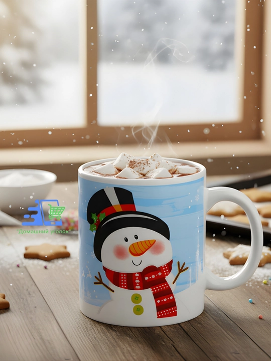 Рождественский набор Snowy Mug — кружка 325 мл и блюдце 20 см, керамика