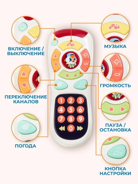 Монтессори пульт игрушечный, со светом и звуком, на 2 года