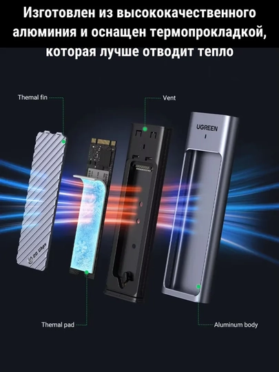 UGREEN M.2 SATA/NVMe qattiq disk korpusi, USB 3.2 Gen2, USB-C maksimal 10 Gbit/s 5